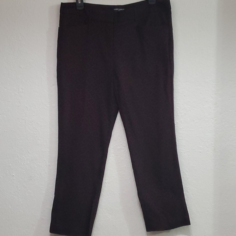 Mario Serrani Italy Burgundy/Black Patterned Pant